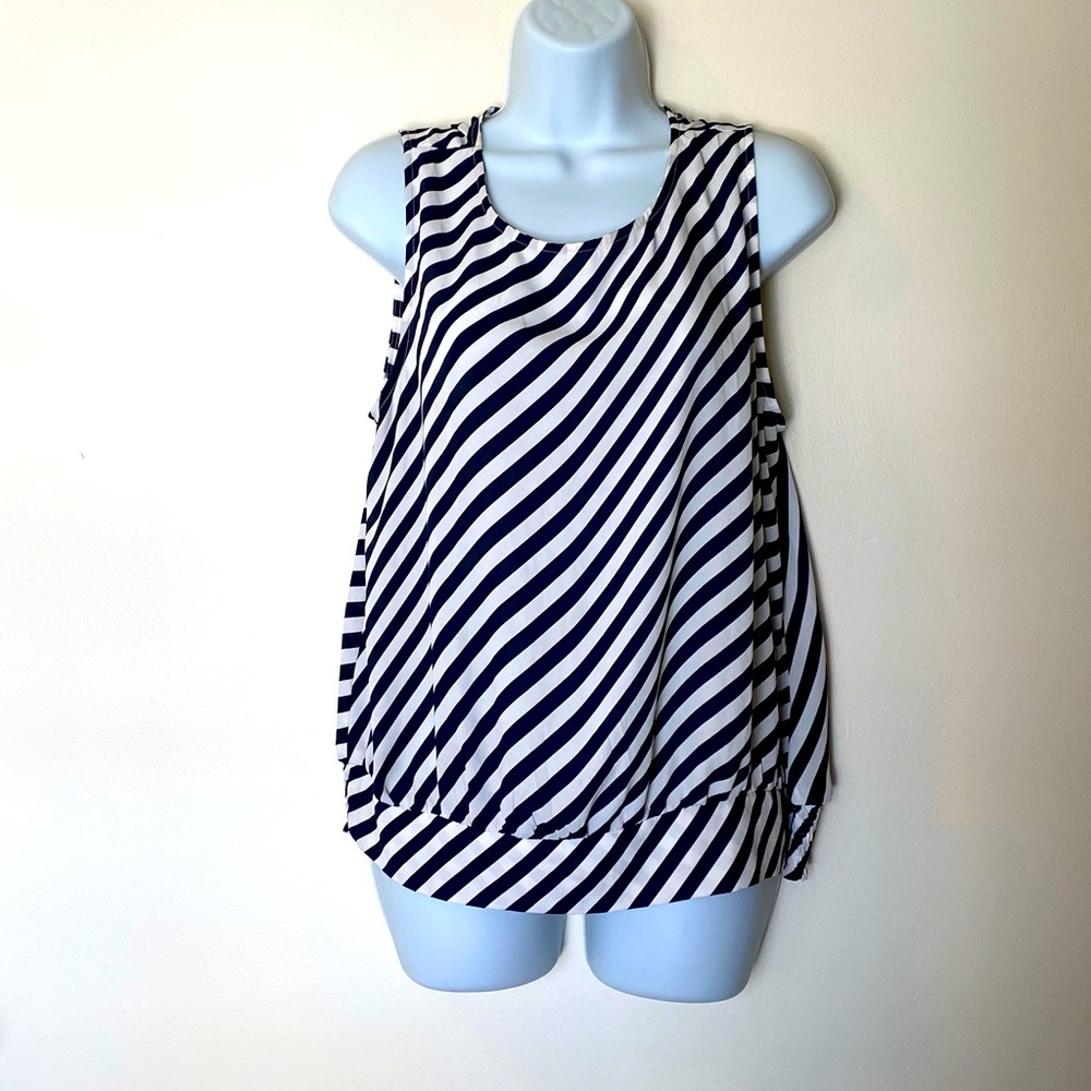 LOFT Sleeveless lightweight blouse, flattering black and white stripe